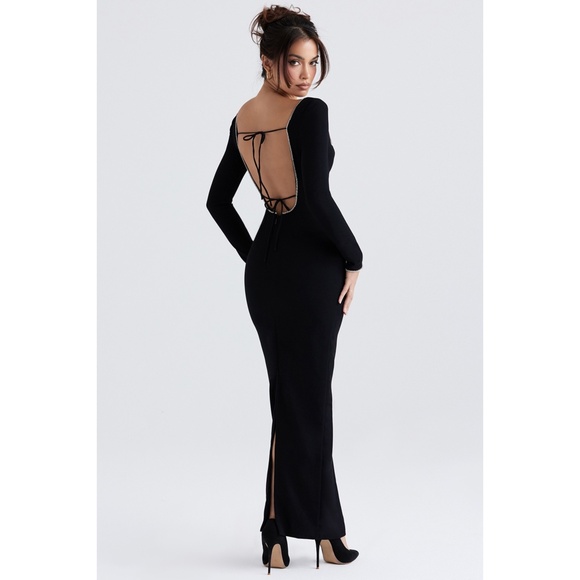 NEW House of CB Rosa Crystal Embellished Maxi Dress Black Small - Picture 5 of 17